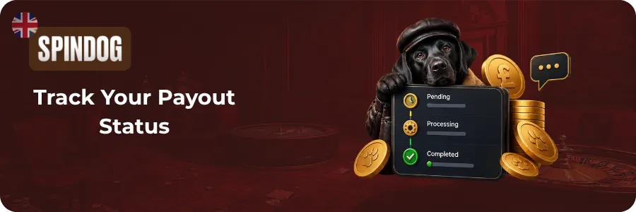 Payout request screen showing pending, approved and completed transaction stages.