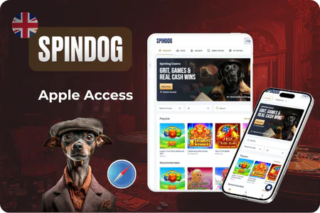 SpinDog Casino lobby in Safari on iPhone and iPad
